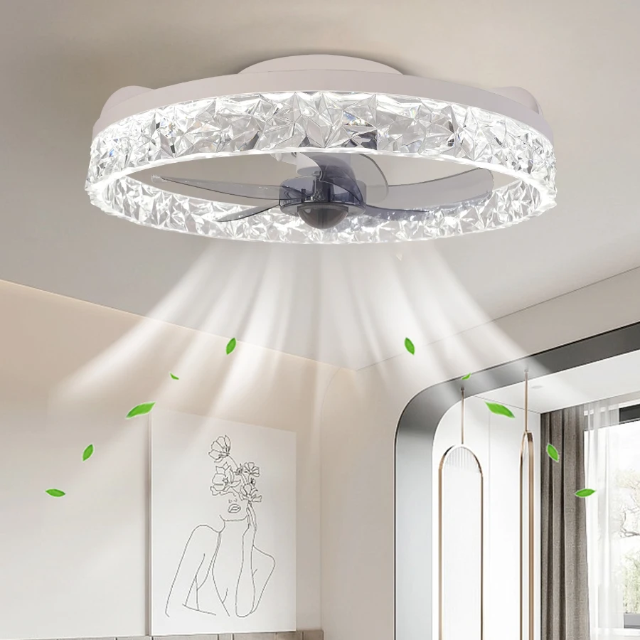 Ceiling Fan with Light and Remote Control, Low Profile, 3000-6000K Adjustable Light, 6-speed Wind Speed, Living Room and Bedroom