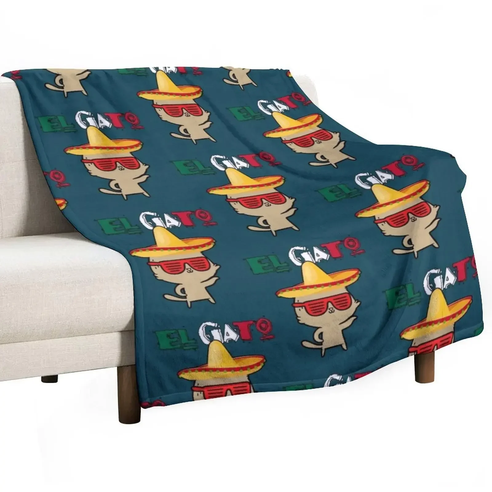 El Gato Mexican Cat Throw Blanket Large Decorative Sofas Blankets Sofas Of Decoration Thermal Blankets