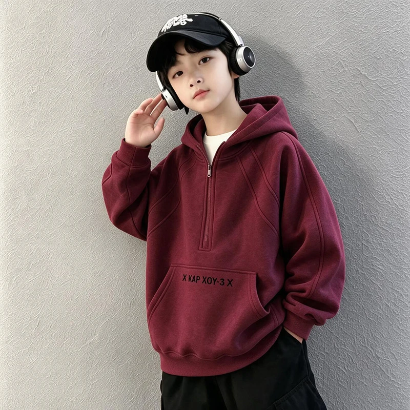 Boys Casual Hoodie Sweatshirt Spring Autumn Streetwear Kids Loose Hooded Clothing Teen Cool Long Sleeve Pullover Children Wear