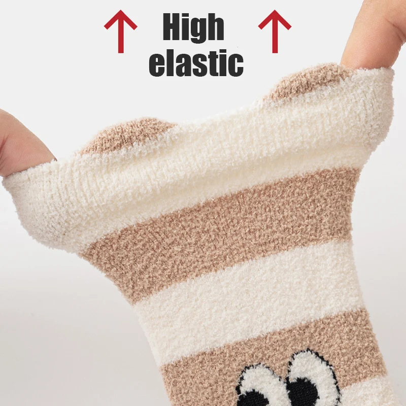 3/5 Pairs Cute Striped Baby Leg Warmers Coral Fleece Thick Warm Toddler Knee Pads Soft Winter Crawling Protection for Baby
