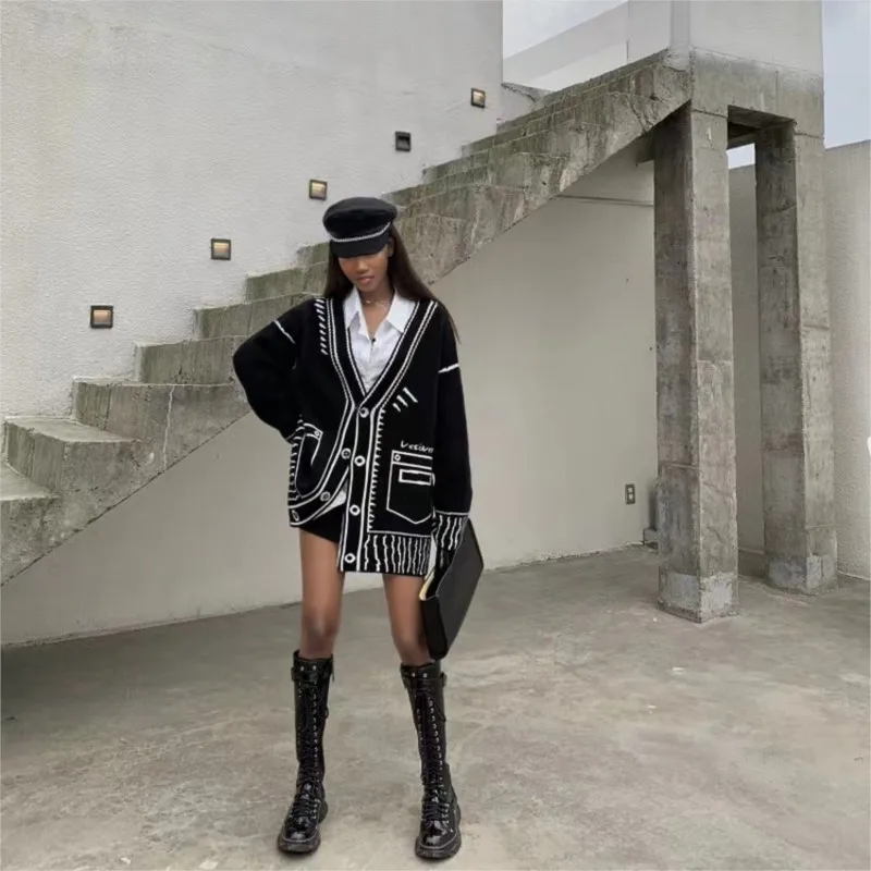 

Women's Sweater Coat Autumn Winter New Arrival Long Sleeve Single breasted Comfortable Loose Cardigan Streetstyle Lady Clothing