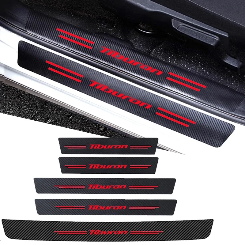 Pegatinas de alféizar de puerta delantera de coche, placa protectora de parachoques de maletero TIBURON, accesorios de calcomanías embellecedoras antiarañazos