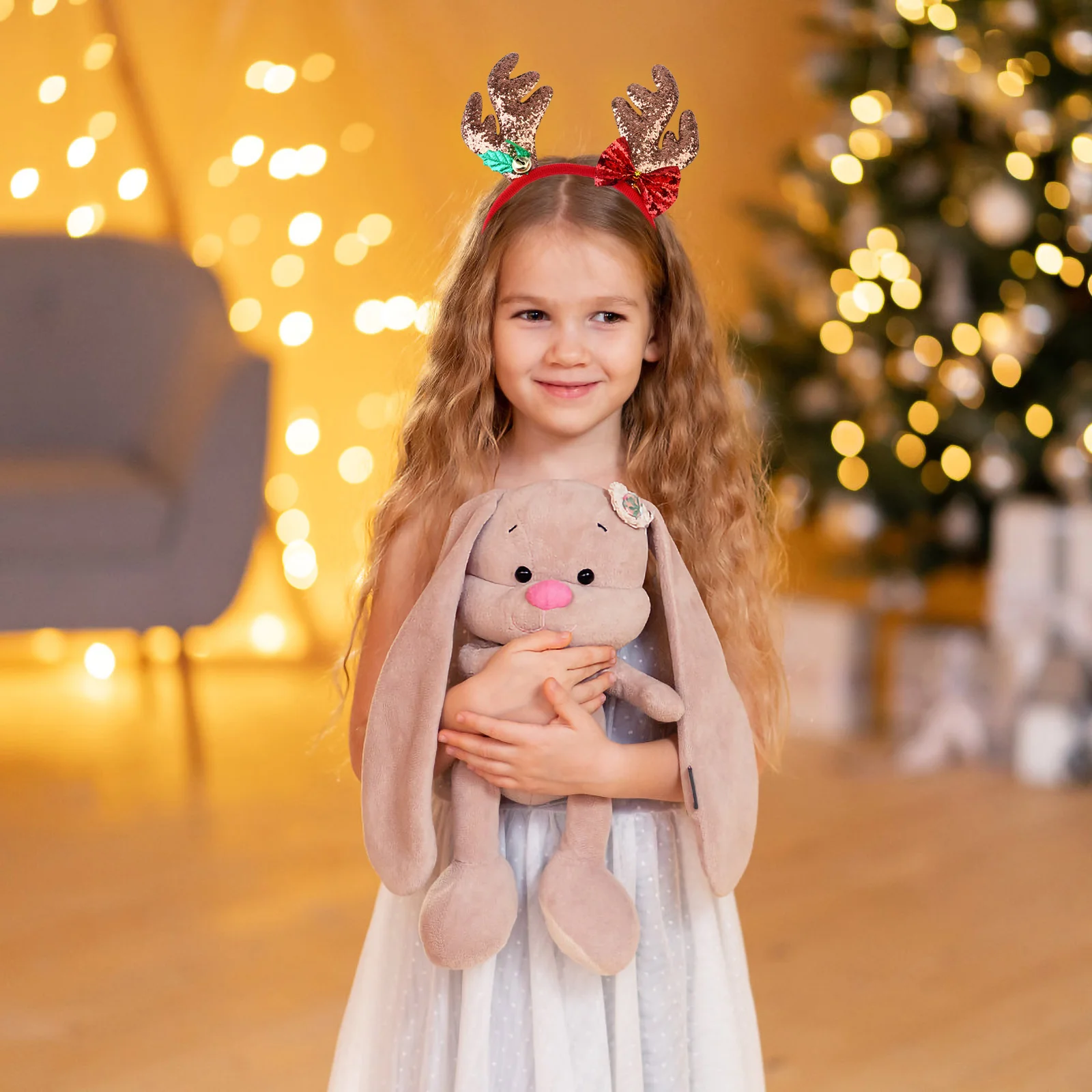 

2 Pcs Accessories Antler Headband Xmas Deer Headwear Sequins Hair Hoop Man Reindeer Headpiece