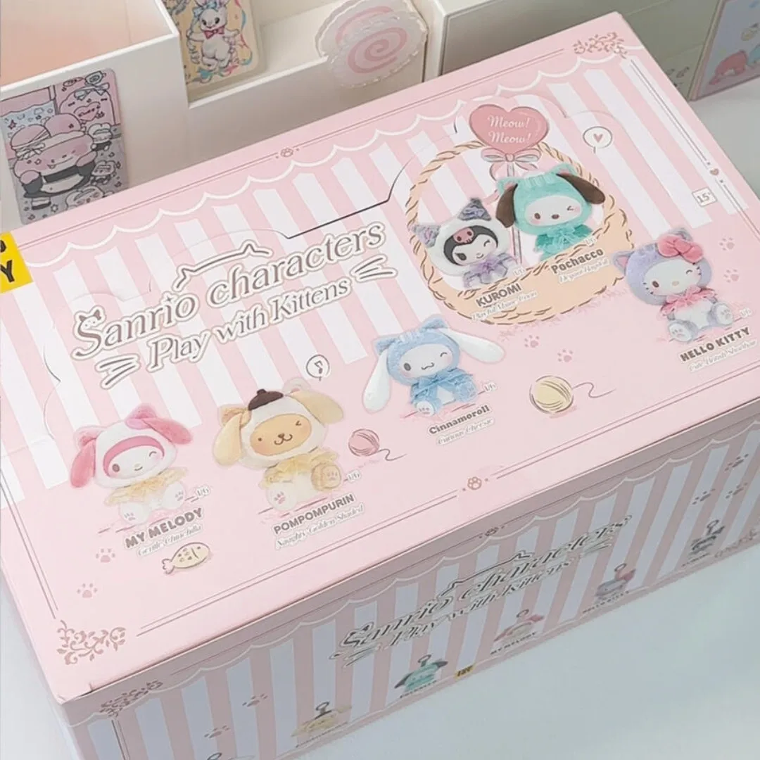 

Sanrio Characters Kittens Series Blind Box Meow Meow Melody Cinnamoroll Kuromi KT Pochacco Pom Pom Purin Plush Pendant Toy