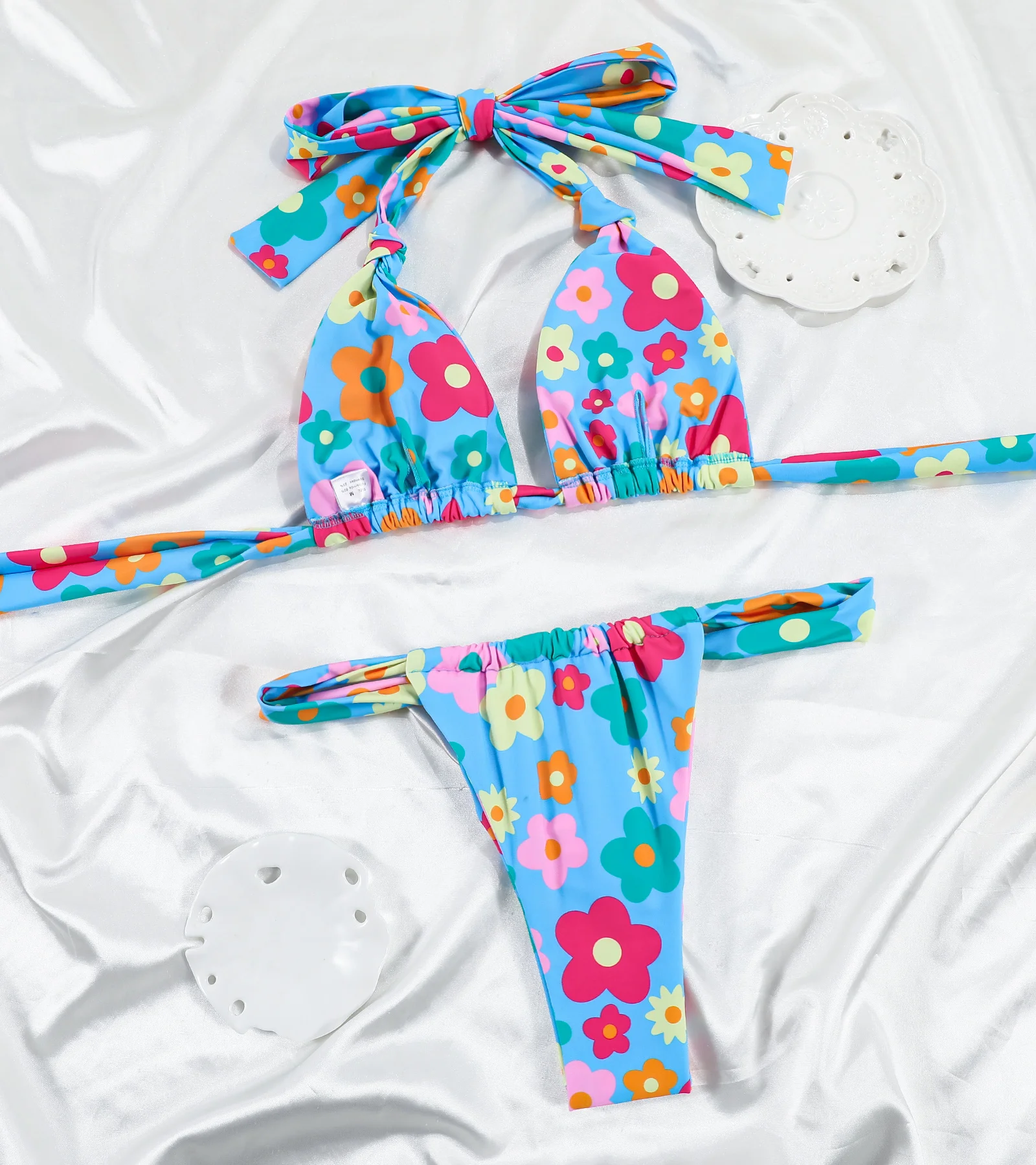 Neuer 2026er Triangel-Bikini für Damen – Brasilianischer 2-teiliger Push-up-Badeanzug mit Faltendetails – Detail 14
