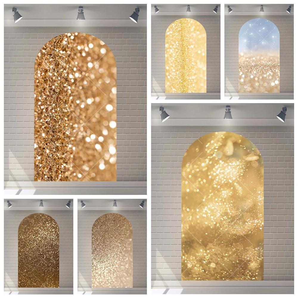 

Golden Gradient Sequin Glitter Aldult Wedding Kids Baby Birthday Reunion Party Arch Backdrop Custom Decor Photo Props Background