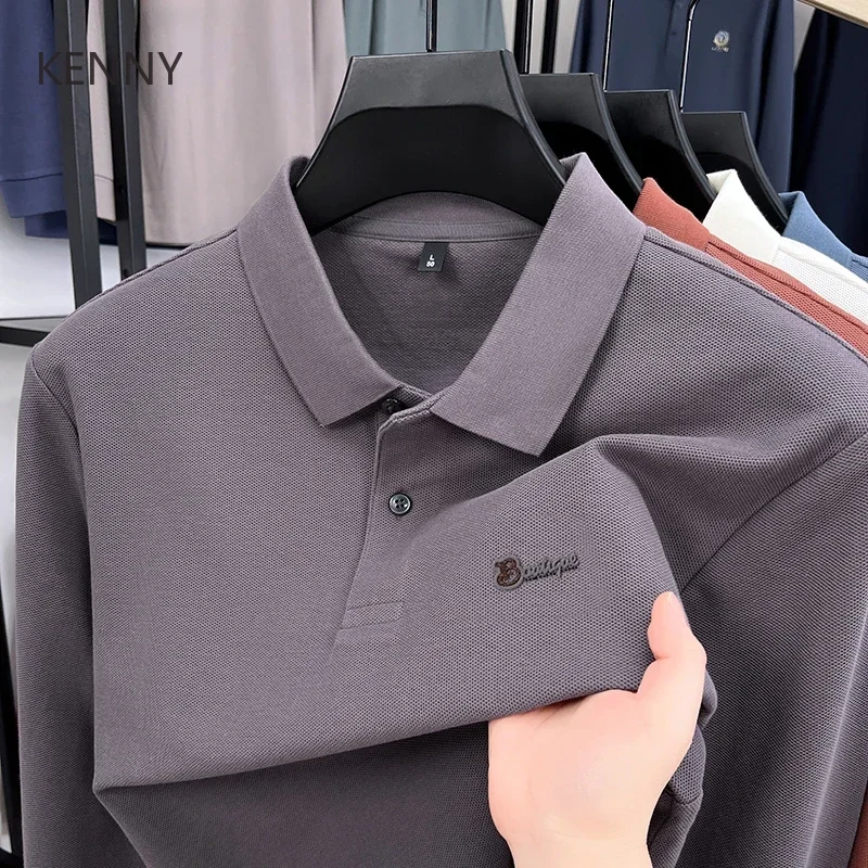 Lapel Embroidery T Shirt Men Long Sleeve Polo Spring and Autumn New in Tops Tees Designer Clothes Men's Cotton T-shirt Chic