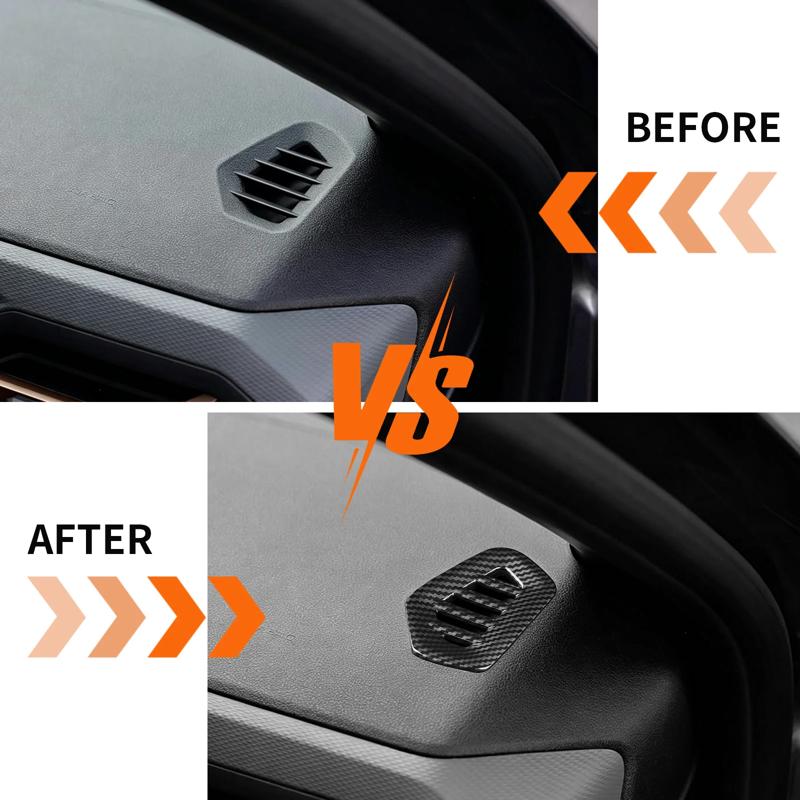 Adesivo per Dacia Duster 3 2024 2025 2026 2027 Bigster 2025-2027 ABS Nero Lucido/Motivo Fibra di Carbonio Accessori Interni per Bocchette d'Aria Laterali del Cruscotto