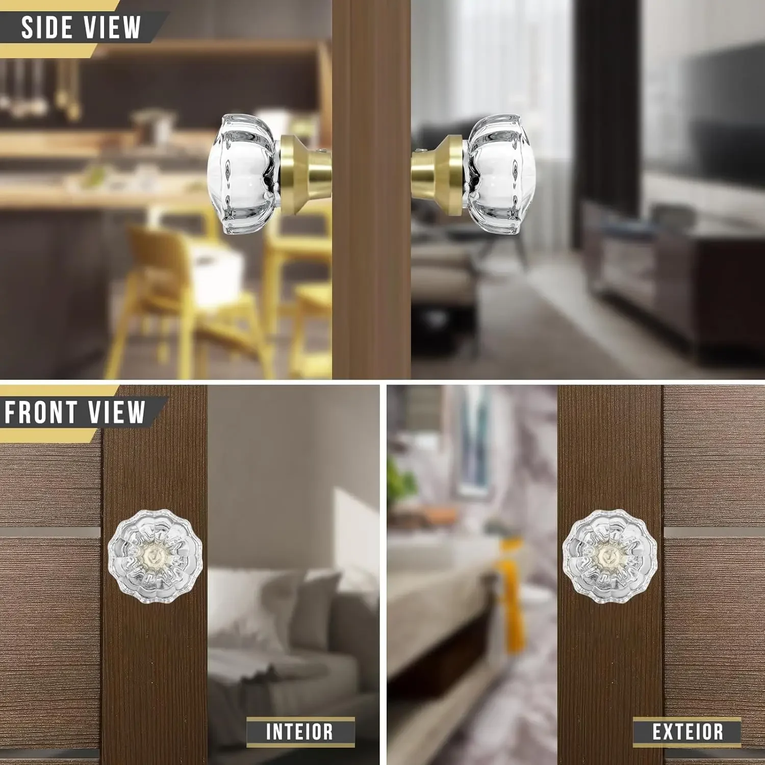 1 Pair Diamond Shape Pulls Glass Door Knobs Interior For Interior Doors Cabinets Old-World Style Vintage Crystal Glass Knobs