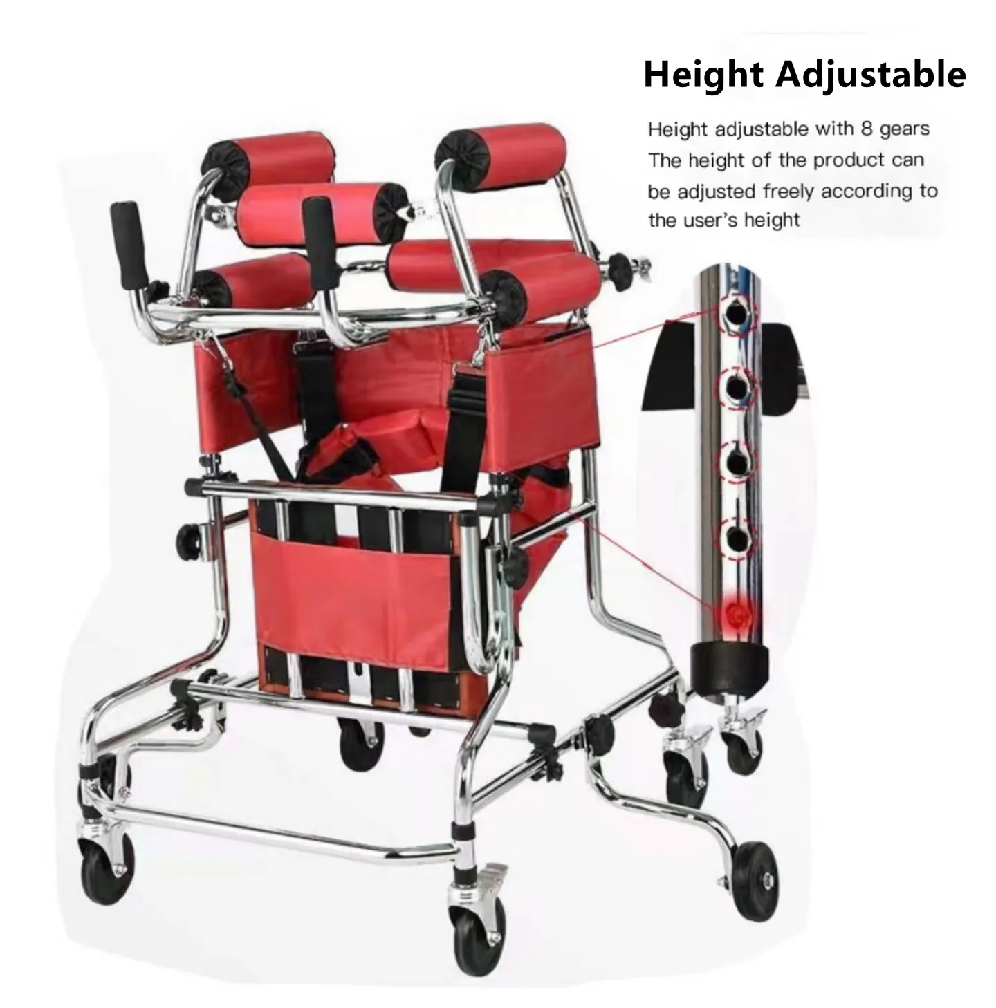 8 Roller Cerebral Palsy Child Standing & Walking Aid Hemiplegic Walker Lower Limb Training Standing Frame with Wheels Walker