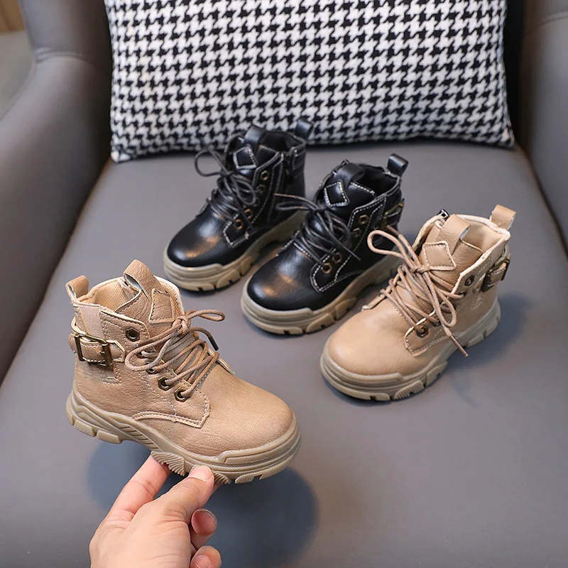 

Autumn 2023 New Kid Children's Martin Boots 1-6 Years Old Boys' Leather Boots Girls' Toddler Shoes