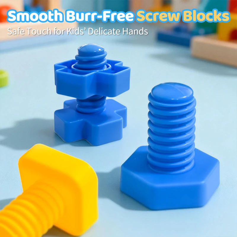 10/20 Pairs Screw Building Blocks Plastic Insert Blocks Nut Shape Toys for Children Shape Matching Montessori Educational Toys