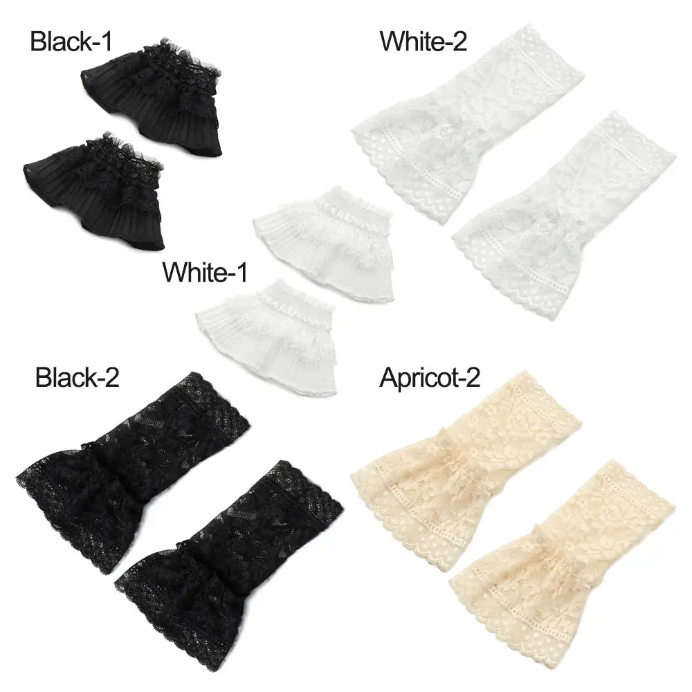 1Pair Universal Scar Cover Sweater Decorative Arm Cover Lace Cuffs Fake Sleeve Detachable Sleeve Cuffs Ruffles Elbow Sleeve