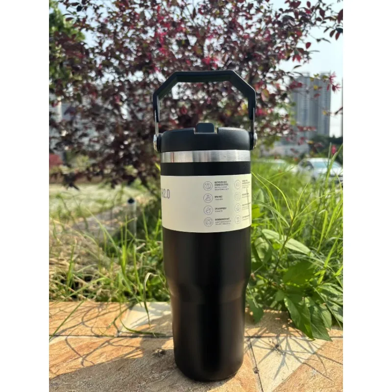 

New cross-border 30oz car coldinsulation Bingba cup 304stainless stee vacuum doublelayer thickened handle thermosCup