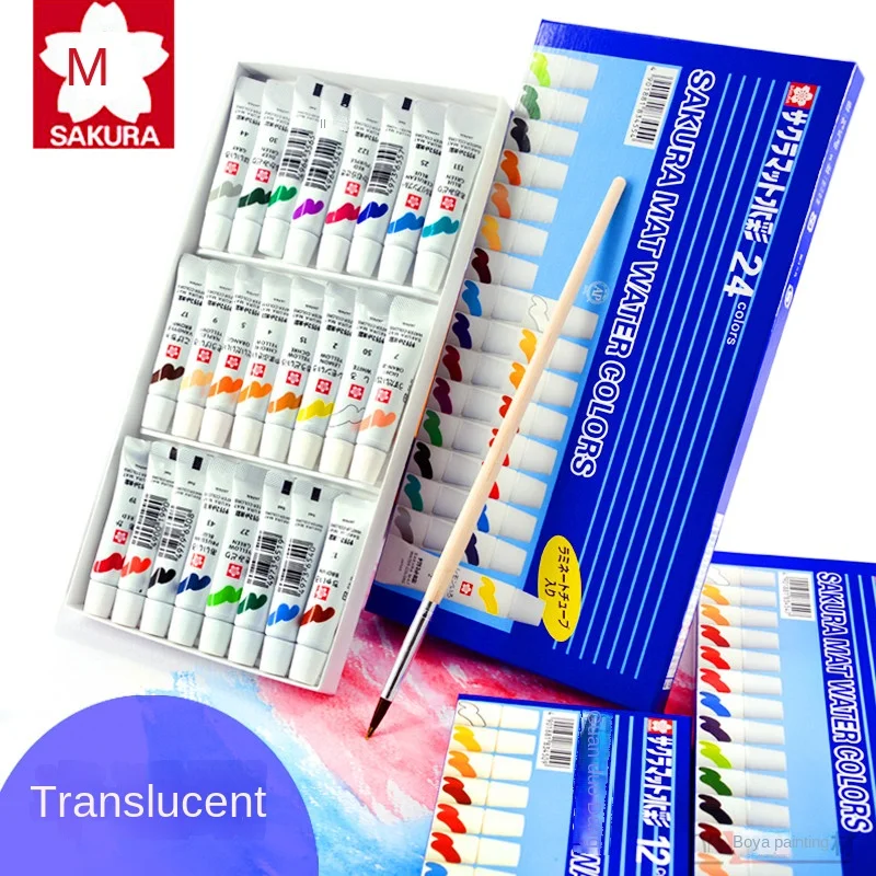 Imagem -01 - Sakura-conjunto Tubo Aquarela Translúcido Pintura de Arte Marca do Japão 12 Cores 18 Cores 24 Cores sakura conjunto tubo aquarela translucido pintura de arte marca do japao 12 cores 18 cores 24 cores 01