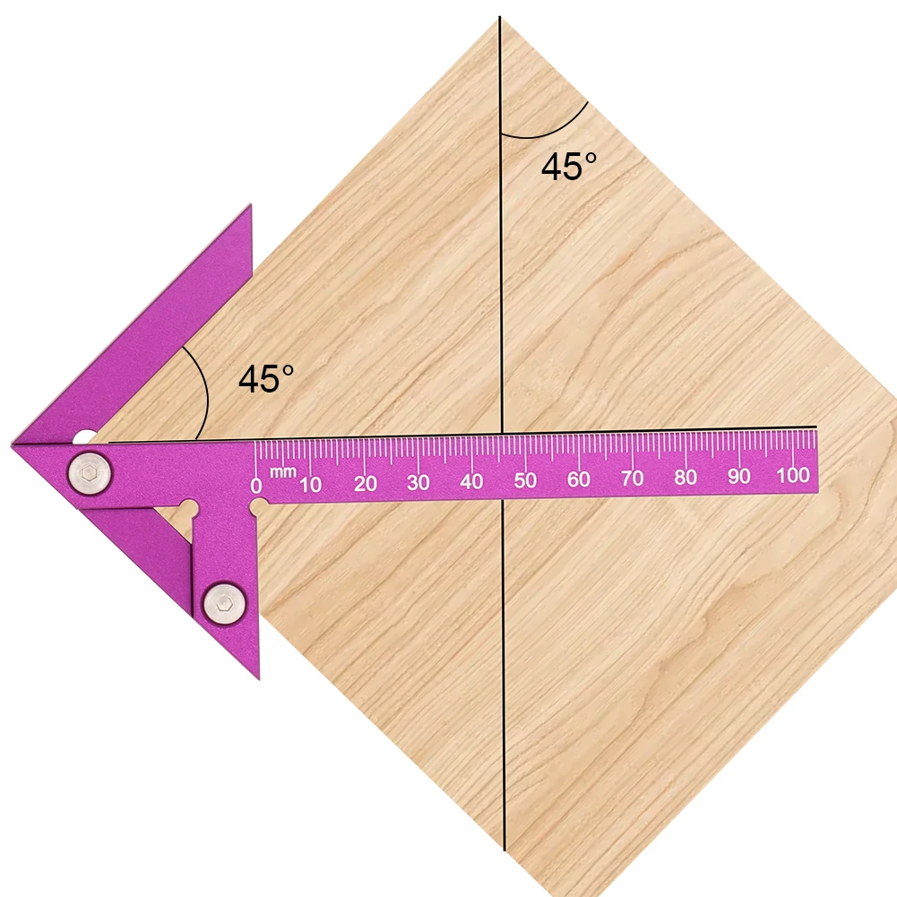 Triangle Ruler Scriber Gauge Center Scribe Measuring Tool Center Finder Woodworking Line Caliber 45/90Degree Right Angle Line