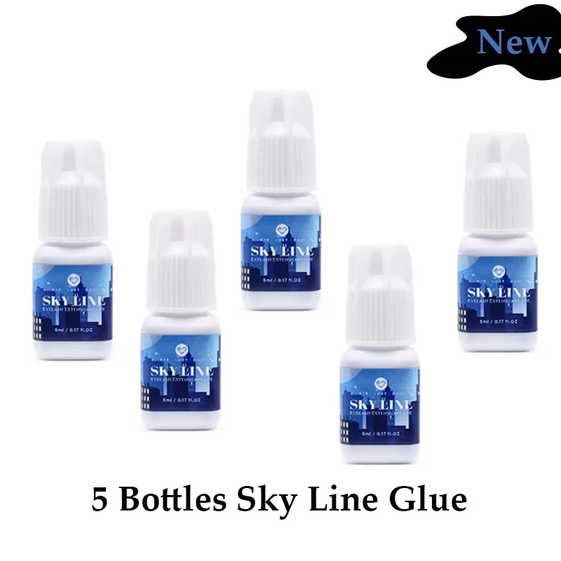 

5Bottles New SKY Line Glue For Eyelash Extension Korea 5ml Black Fast Drying Strong Adhesive Beauty Health Makeup Tools