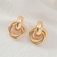 2Pcs Trendy Stainless Steel Gold Color Knot Hoop Earring For Women,Shiny Cute Tragus Cartilage Ear Stud Suitable Give Girlfriend