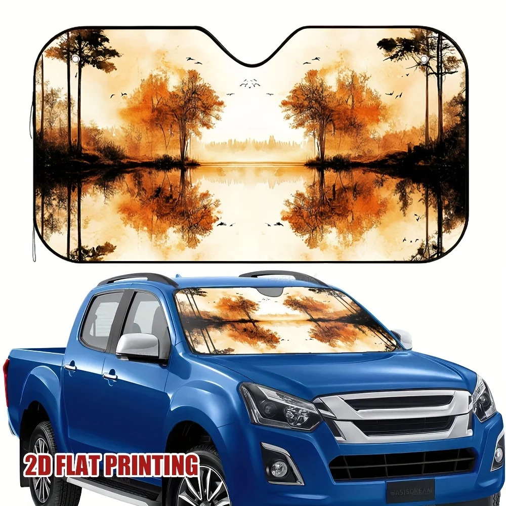 

1 шт., автомобильный солнцезащитный козырек Serenity Lake Scene — защита от ультрафиолета, снижение тепла и уменьшение бликов, подходит для всех транспортных средств, улучшает D