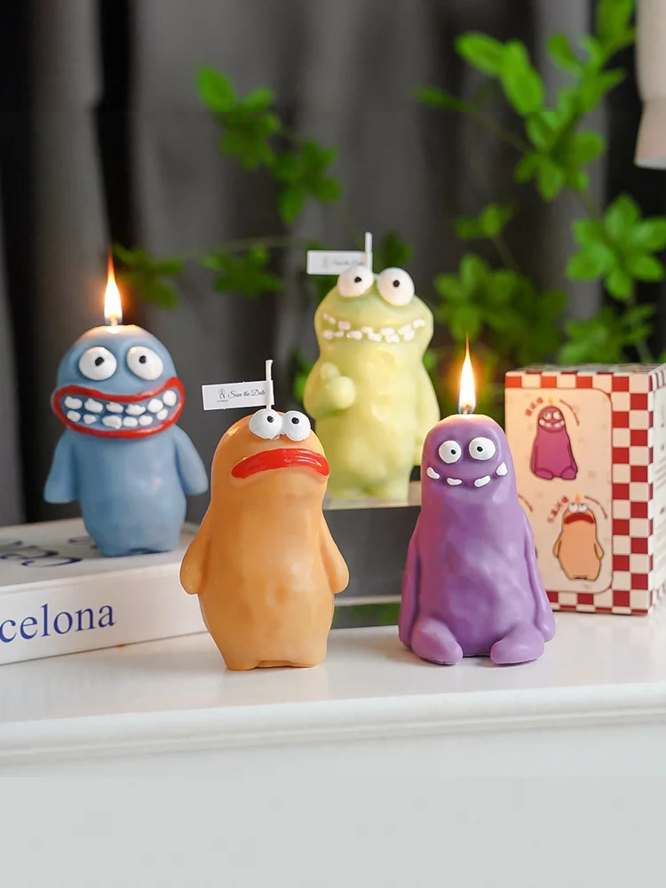 Clay people play monster candles decompression funny ugly cute fragrance birthday gift cartoon shape scented candles