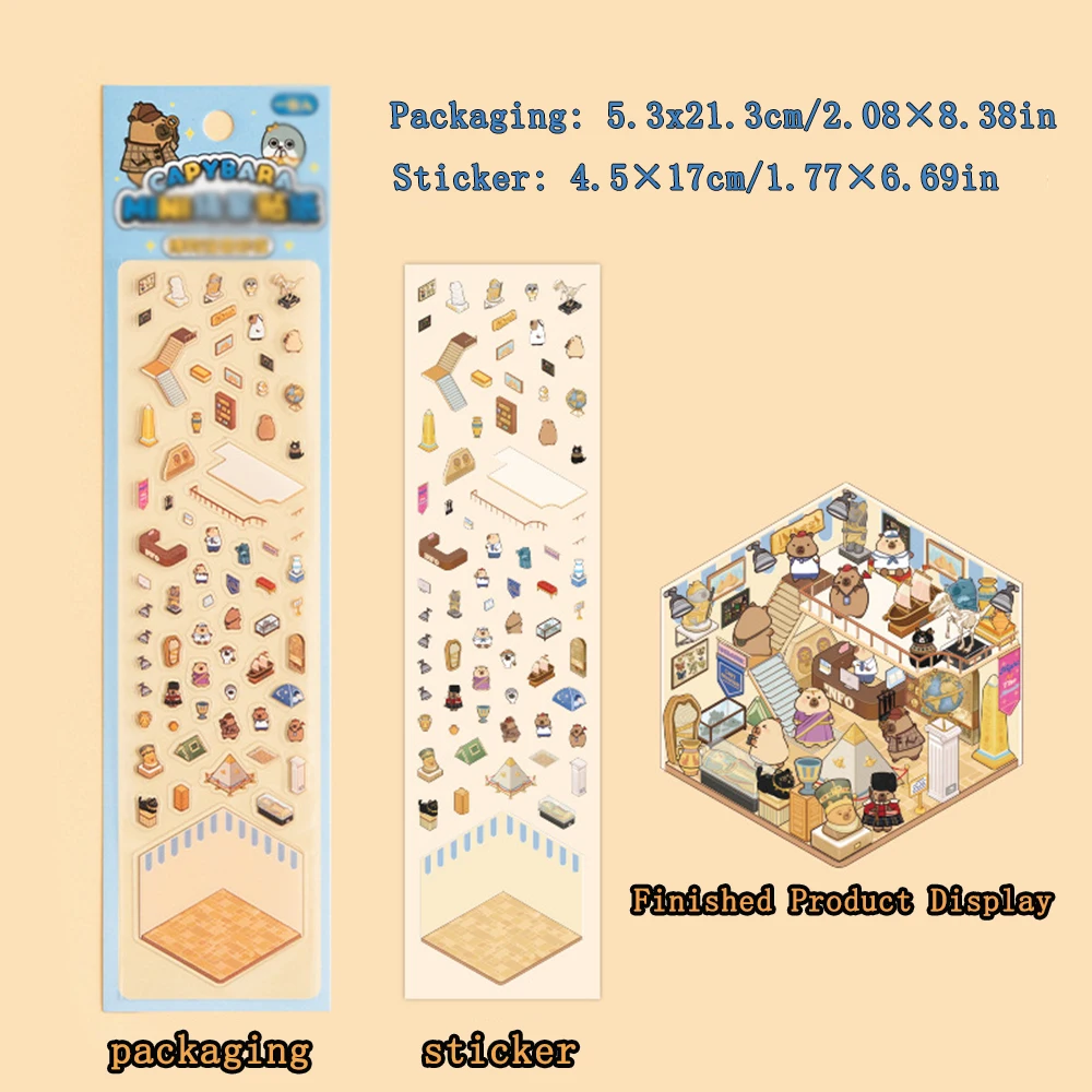 1PC miniatuur scènestickers, Capibala Cartoon schattige ministickers