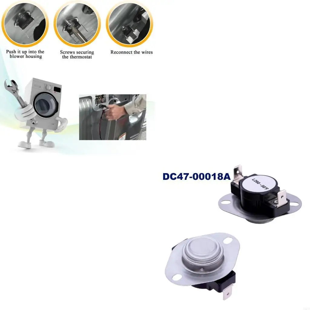 J6PE Practical Replacement Part Dryer Thermostat Suitable for Dryers Provide Accurate Temperature Regulation Prevents Damage