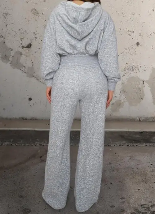 Women's Autumn/Winter Vacation Style Zipper Hoodie And Long Pants Set Comfortable Casual Two-Piece Clothing