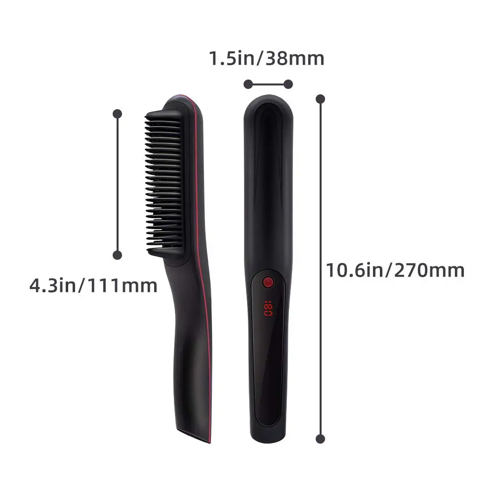 2-in-1 Ionic Hair Straightening Brush Fast Heating Anti-Scald Feature Hair Straightener Iron Hot Comb Professional Hair Tools