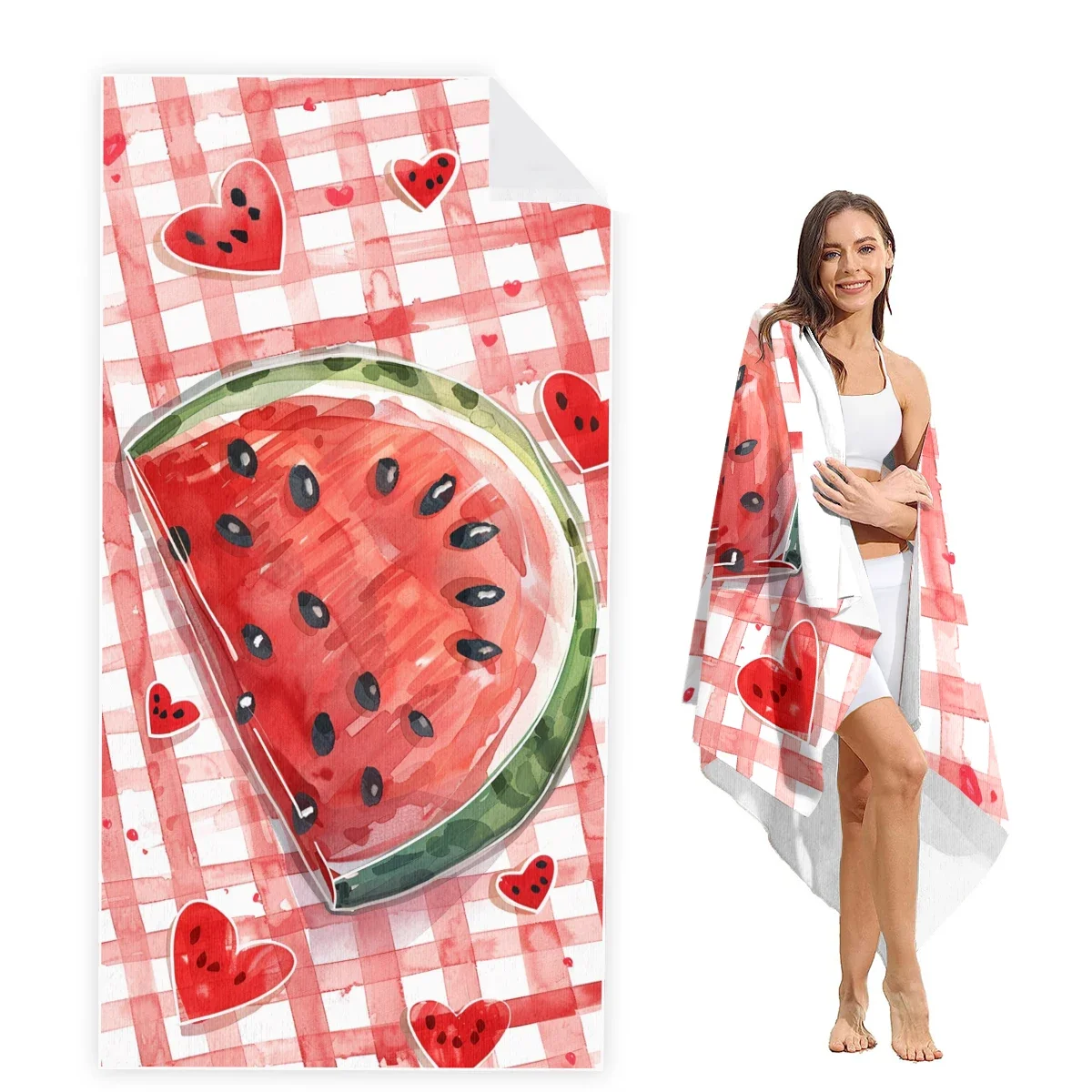 

Watermelon Beach Towel Oversized,Super Absorbent Sand Free Thick Microfiber Beach Towel,Beach Towels for Kids,Men,Women,Girls