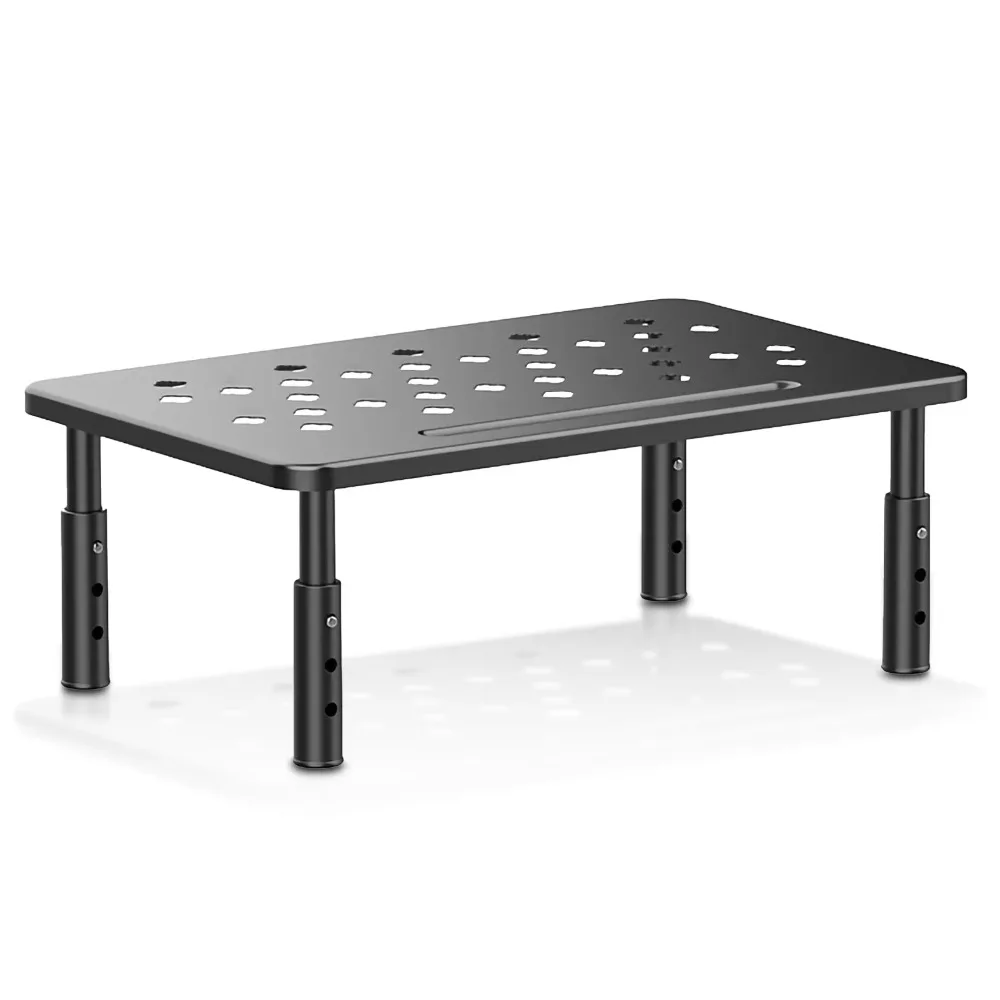 

3 Height Adjustable Computer Monitor Riser Steel Construction Airflow Vents Desktop Screen Elevator Space Saving