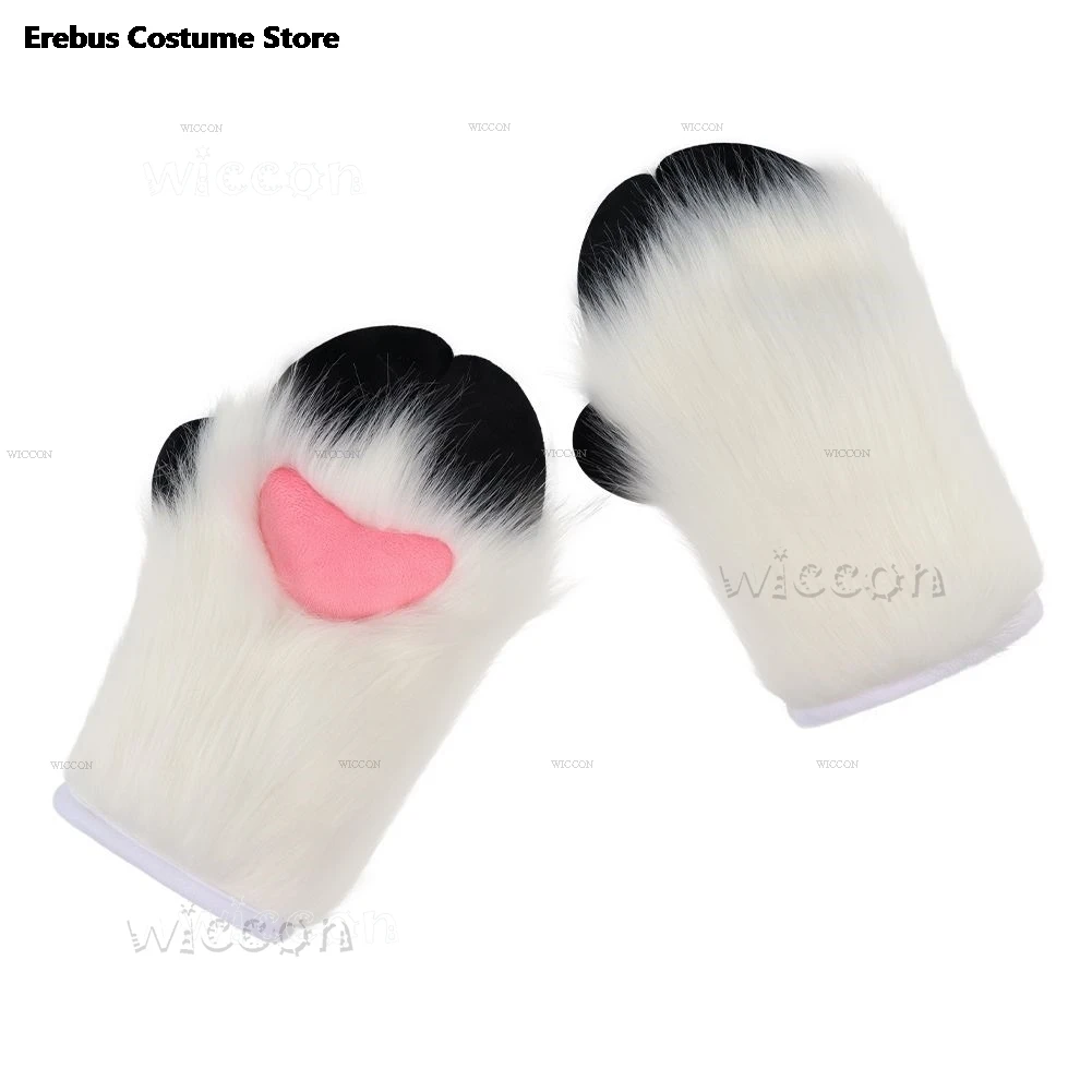 Fursuit Cosplay Paw Gloves Kigurumi Accessories Furry Kig Cosplay Sheep Trotters Handwear Cute Fluffy Animal Party Wearable