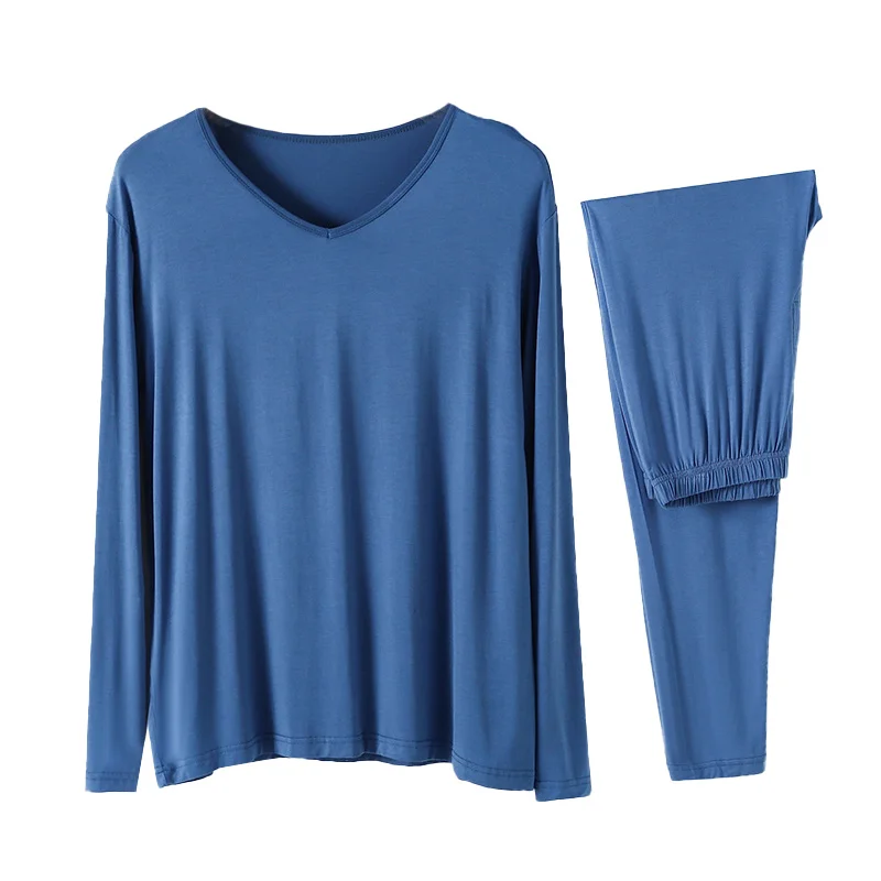 

Men's Modal Long Sve Spwear Set Thin Autumn Home Clothes V-ne Home Clothes Two-piece Set Comfortable Underwear