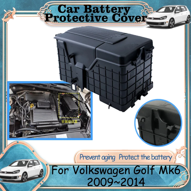 Car Battery Cover for Volkswagen VW Golf 6 Mk6 2009 2010 2011 2012 2013 2014 Engine Box Trim Parts Dust Protective Accessories