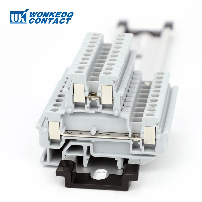 10Pcs MBKKB-2.5 Screw Double Level Din Rail Terminal Block, 2.5 mm² Wire Connector, Universal Feed-Through Plug 2 Layer MBKKB2.5