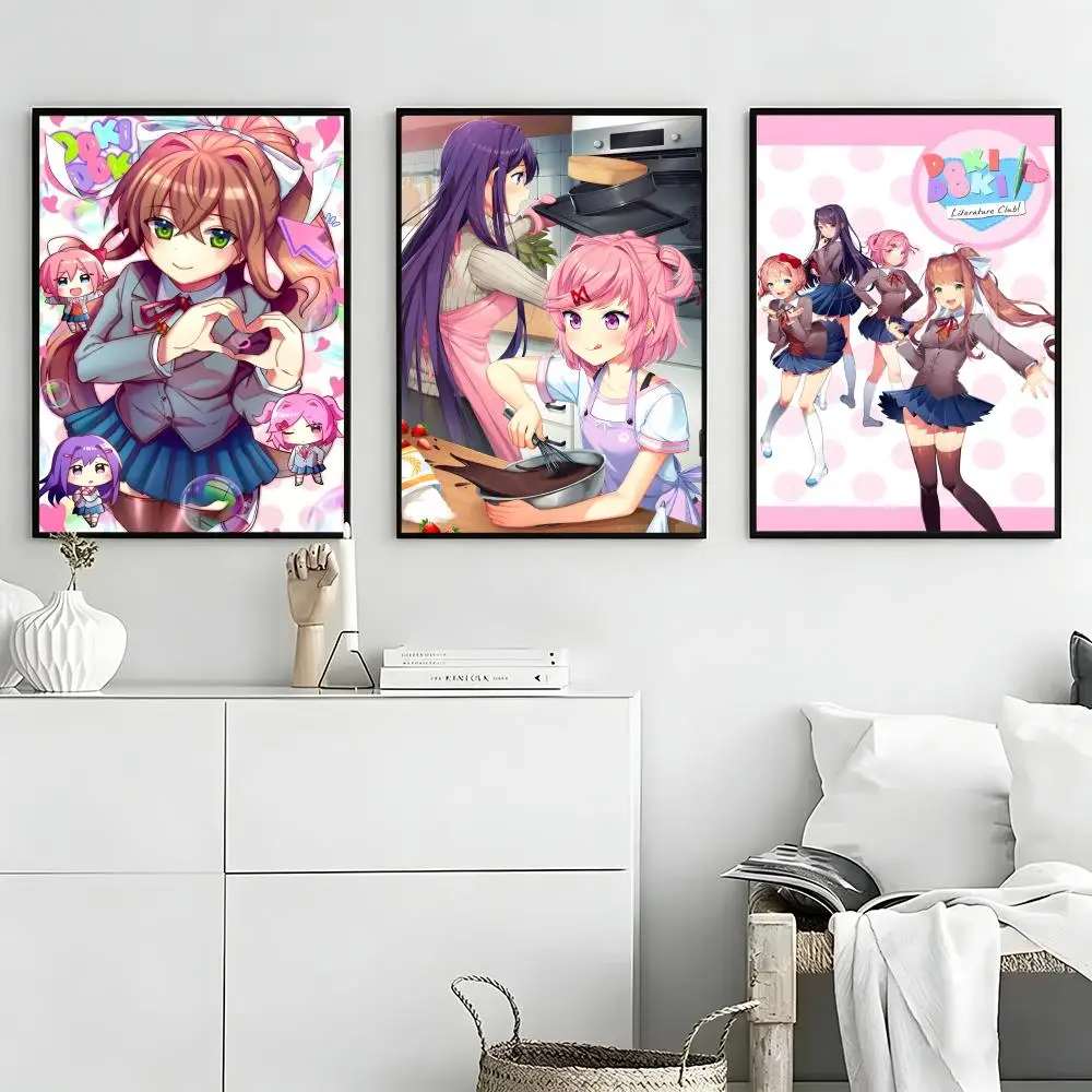 Game Doki Literature Club! Poster Self-adhesive Art Waterproof Paper Sticker Coffee House Bar Room Wall Decor
