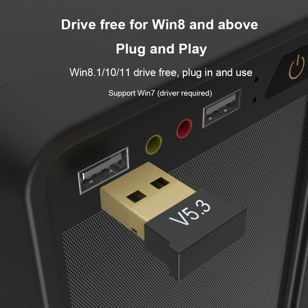 USB بلوتوث متوافق 5.3 محول دعم ويندوز 11/10/8.1 BT جهاز إرسال سمعي استقبال الموسيقى محول للكمبيوتر المكتبي المحمول