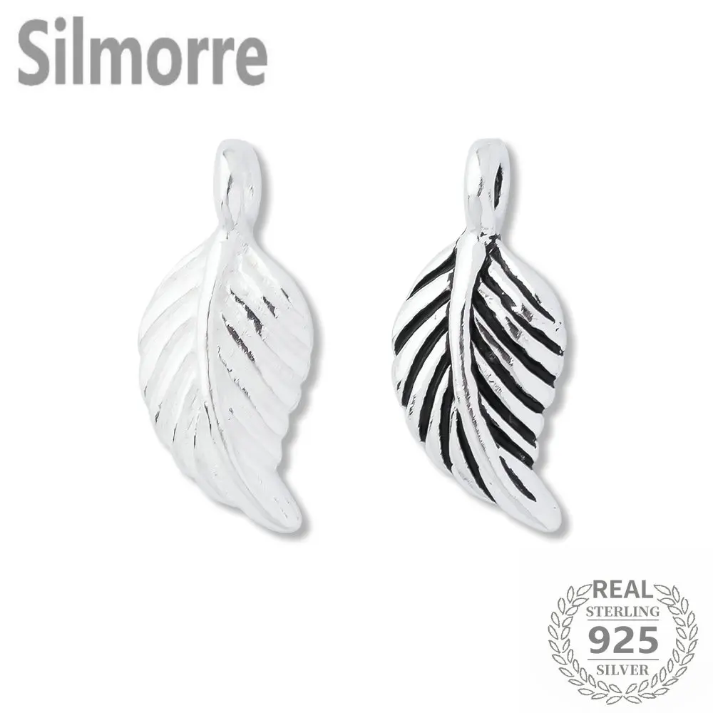 

1 шт., 100% твердый стерлингового серебра 925 пробы, подвеска в виде листа для DIY ювелирных изделий, SM0011