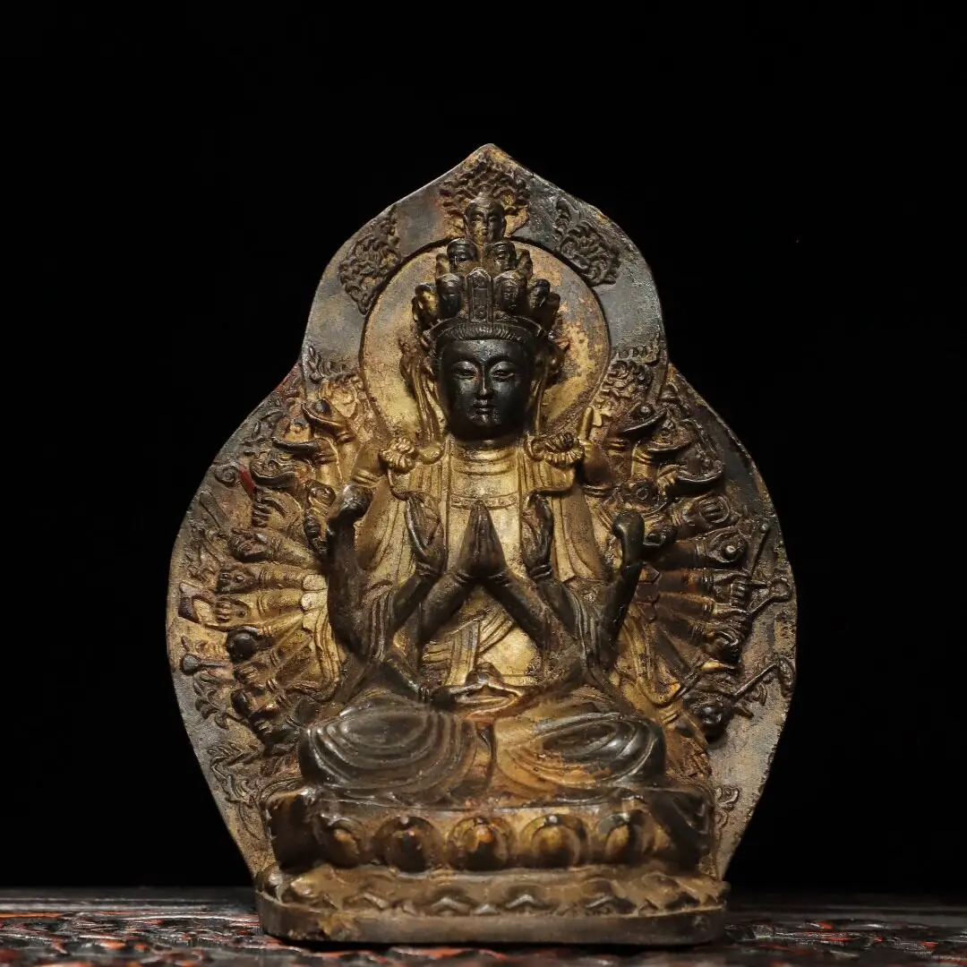 Thousand Hand Guanyin Bodhisattva Pure Copper Gilded Statue Home Temple Decor Desk Ornament Gift