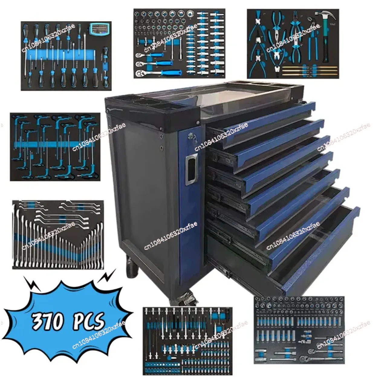 Trolley Heavy Duty Tool Cabinet Drawers Garage Storage 370 Pcs Tool Sets Box Tool Chest Workshop