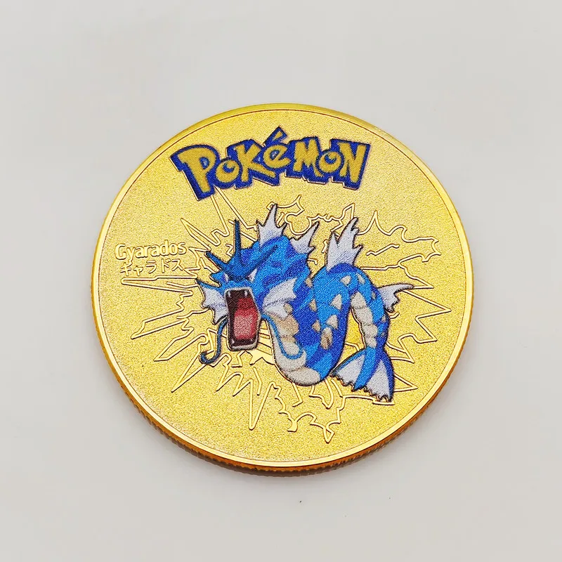 Gold Pokemon Coins Metal Mewtwo Coins Anime Commemorative Coin Charizard Pikachu Golden Pokemon Cards Round Metal Coin Toys