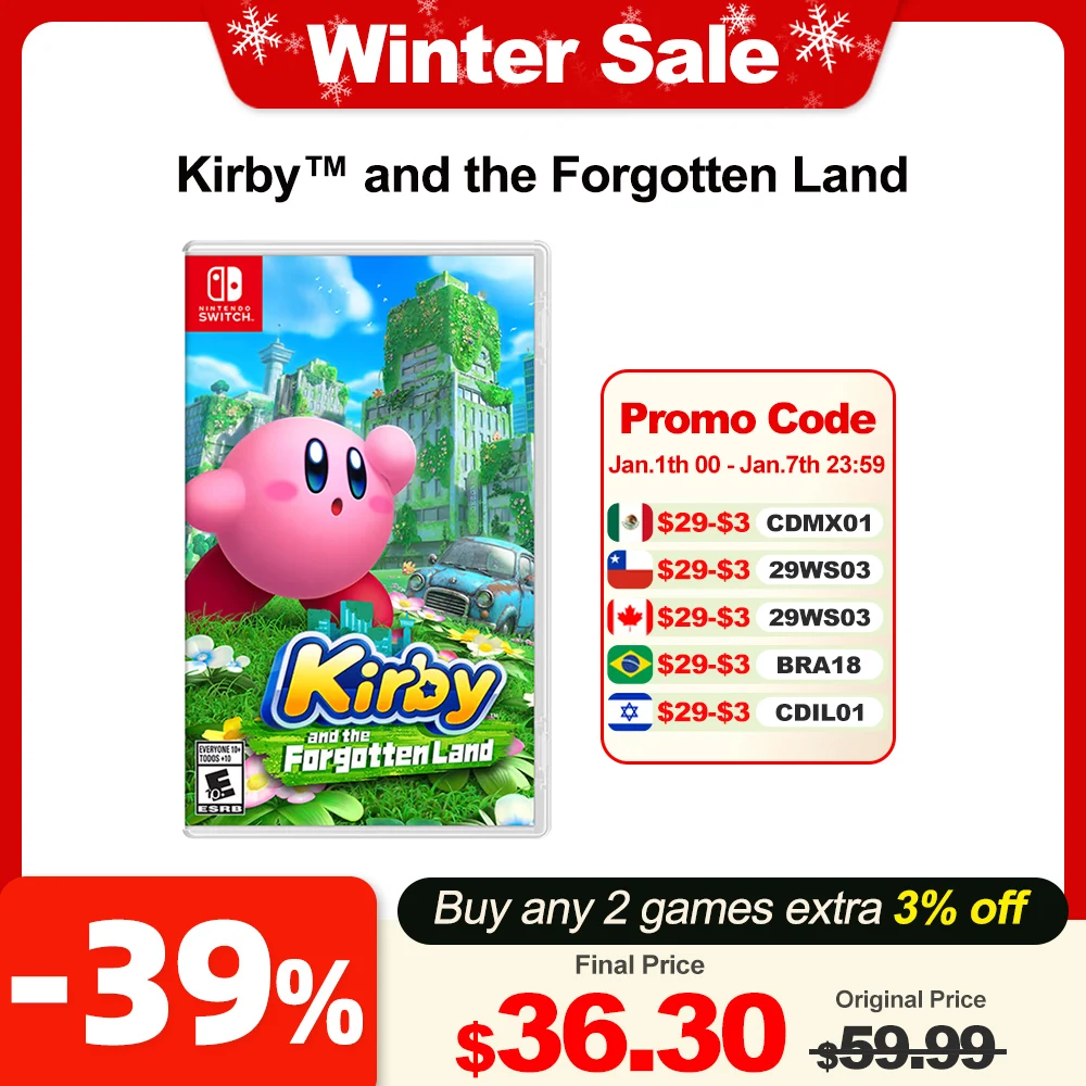 Kirby and the Forgotten Land Nintendo Switch Game Deals Physical Game Card Platformer Genre for Switch OLED Lite Game Console