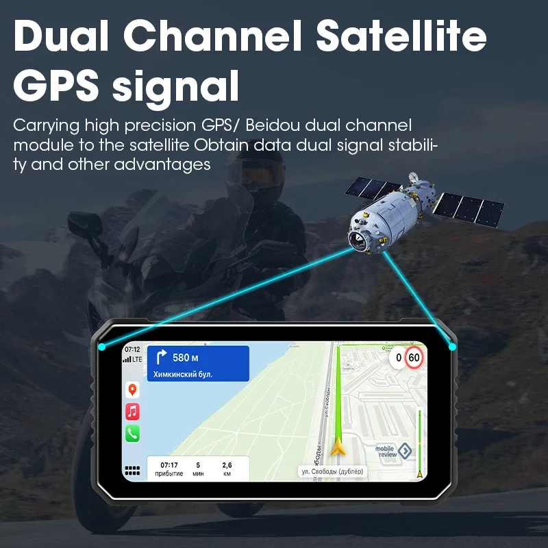 Develuck 6.25" 4K+1080P Motorcycle DVR GPS Navigation Wireless CarPlay Android Auto Bluetooth Dual Lens Moto Remote Controller view 5