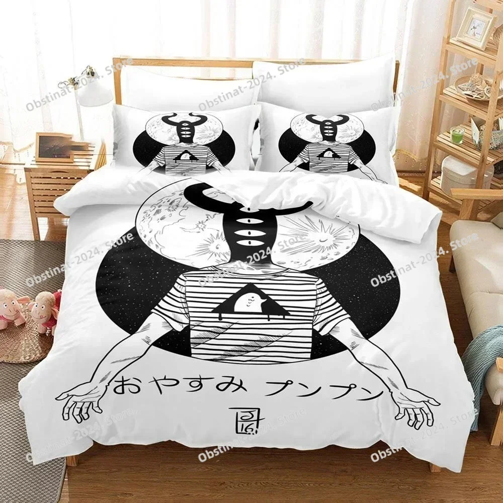 Goodnight Punpun Oyasumi Bedding Set Printed single Comforter Quilt Bed Cover Duvet Cover Pillow Case 3 Pieces Kids Adult Size