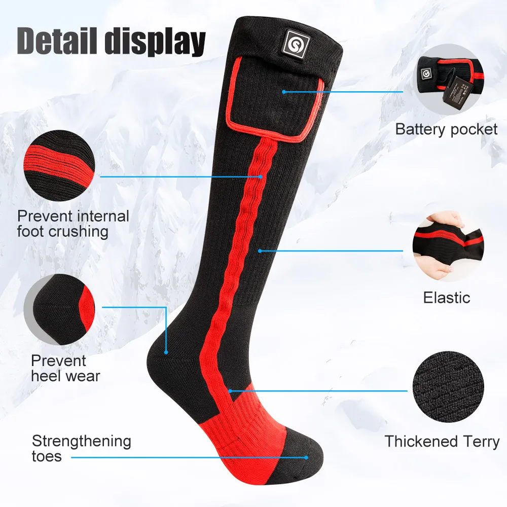 Savior Heated Socks Man Winter Rechargeable Outdoor Sport Thermal Heated Foot Warmer Ski Sports Heated Socks Warm Snowmobile Ski