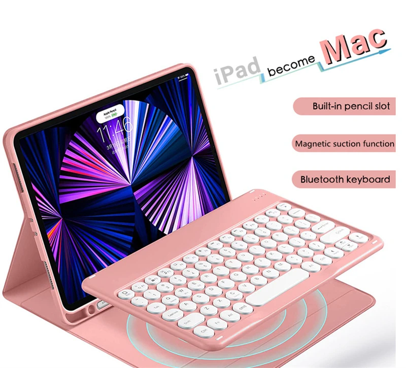 Highend Mute Typing Rechargeable Bluetooth Magnetic Attraction Keyboard Case Cover Mouse Set For ipad 7 8 9 10 Air Mini Pro