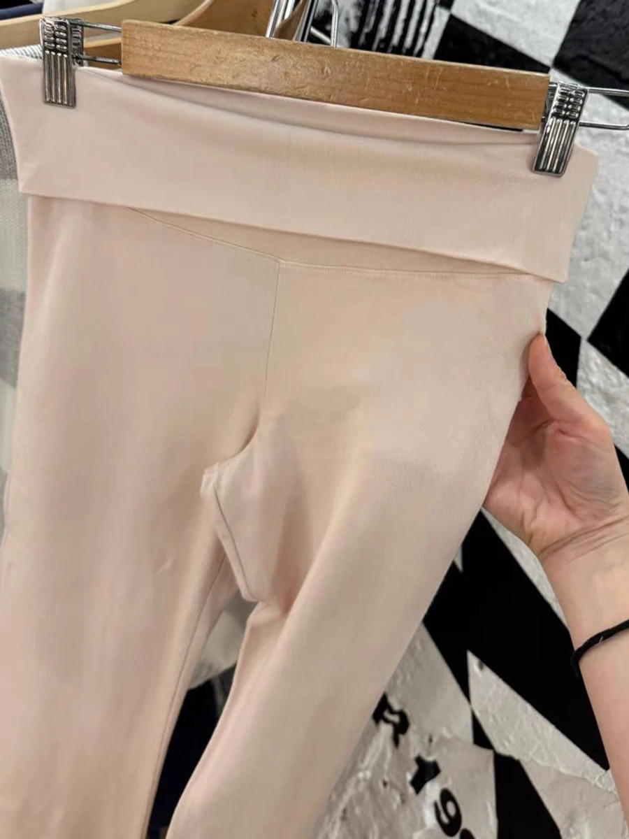 Damskie różowe, wyszczuplające spodnie do jogi z wysokim stanem, jesienne elastyczne bawełniane długie spodnie typu flare, damskie codzienne słodkie spodnie sportowe w stylu preppy Y2k