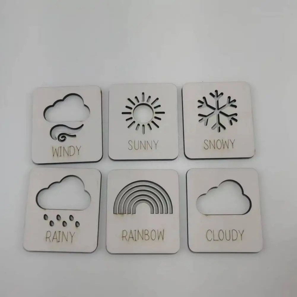 Weather-themed Art Set for Children Montessori Wooden Weather Board Set for Kids Drawing Templates Diy Learning Toy for Weather