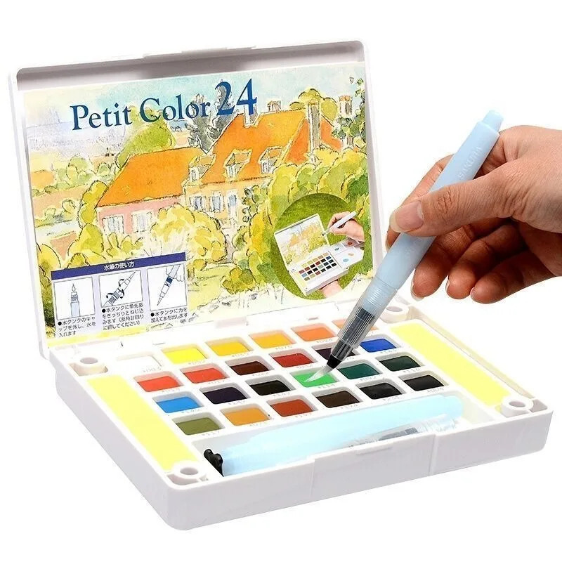 Conjunto de pigmentos aquarela sólidos, 48/72 cores, materiais de arte, estudantes, esboço ao ar livre, pintura, paleta de criação, aquarela portátil