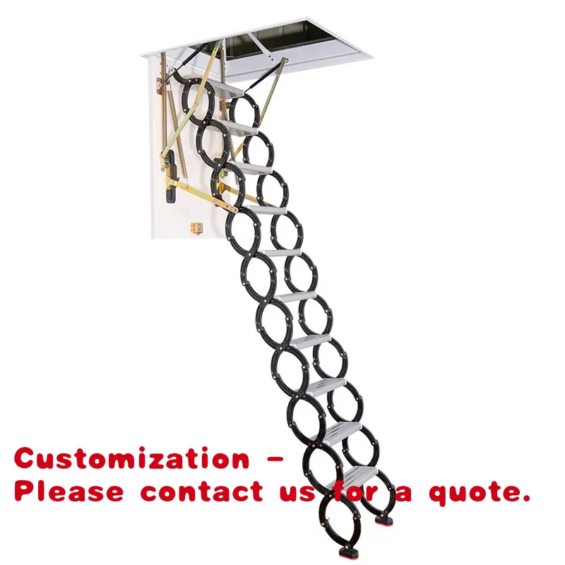 

Customize.Attic Telescopic Ladder Home Indoor Lift Climbing Folding Carbon Steel L Type Staircase Modern Design Instal