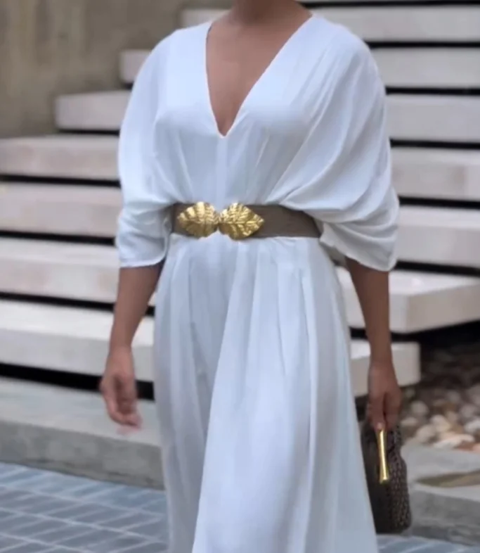 Jumpsuit Women's Fashion 2025 Summer Latest Hot Selling Temperament Casual Elegant Sexy V-Neck Half Sleeve Ruched Jumpsuit
